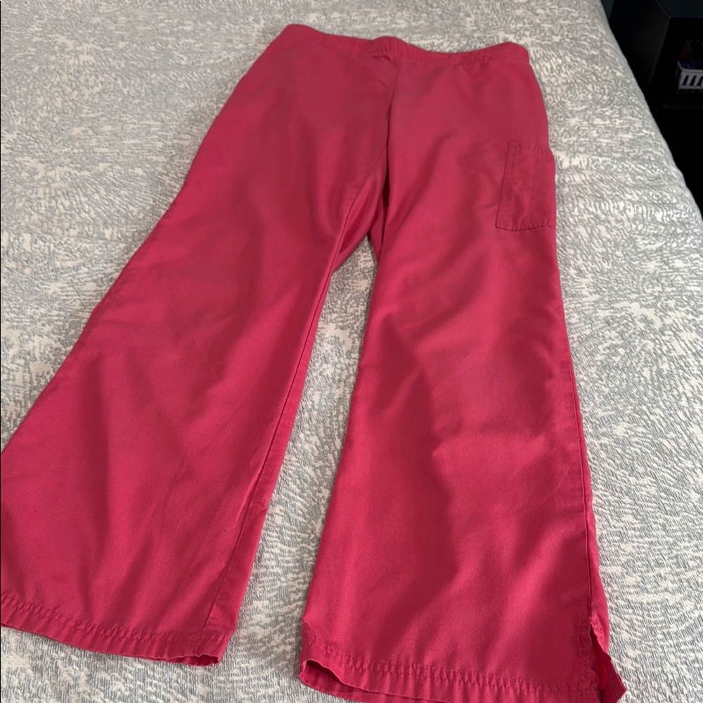 UA Scrubs Pink Wide Leg Pants with Elastic Waistband. MT Pink